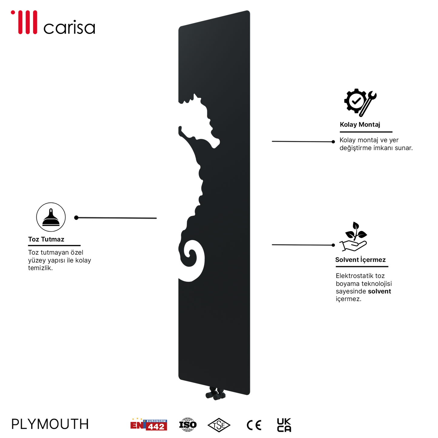 Carisa Plymouth Radiateur Design Mince en Acier Vertical Design Moderne Anthracite