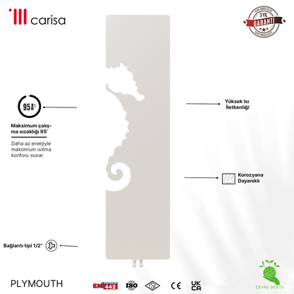 Carisa Plymouth Radiateur Design Mince en Acier Vertical Design Moderne Blanc