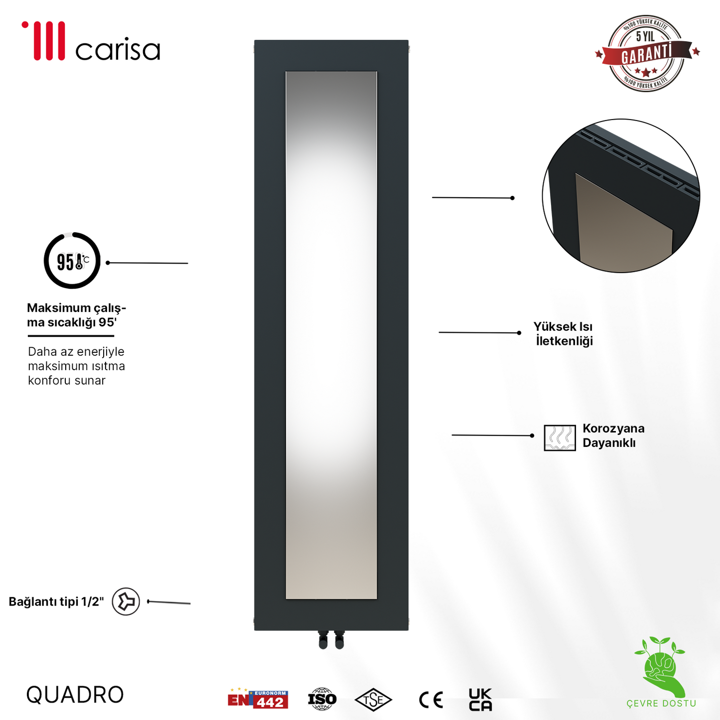 Carisa Quadro Radiateur en Aluminium Vertical Design Moderne Anthracite