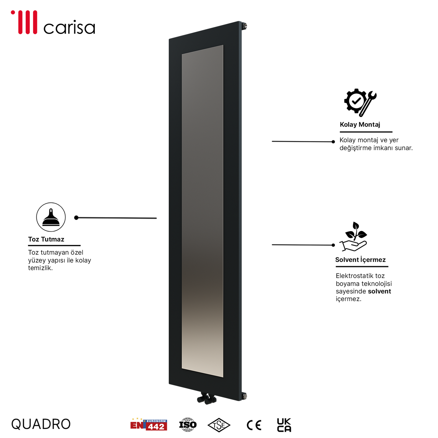Carisa Quadro Radiateur en Aluminium Vertical Design Moderne Anthracite