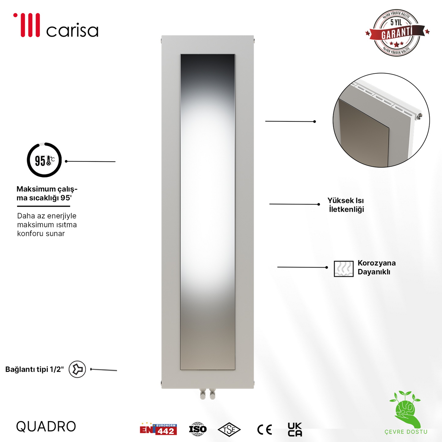Carisa Quadro Radiateur en Aluminium Vertical Design Moderne Blanc