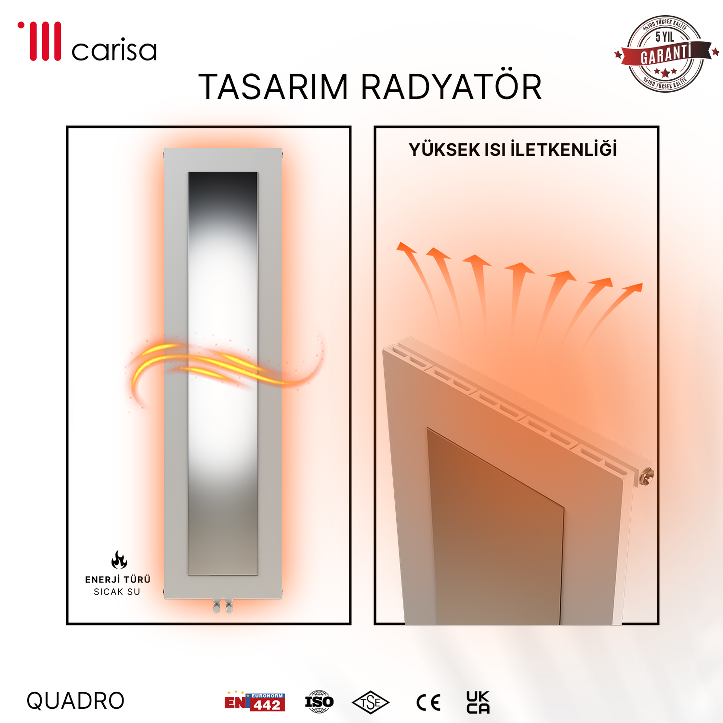 Carisa Quadro Radiateur en Aluminium Vertical Design Moderne Blanc