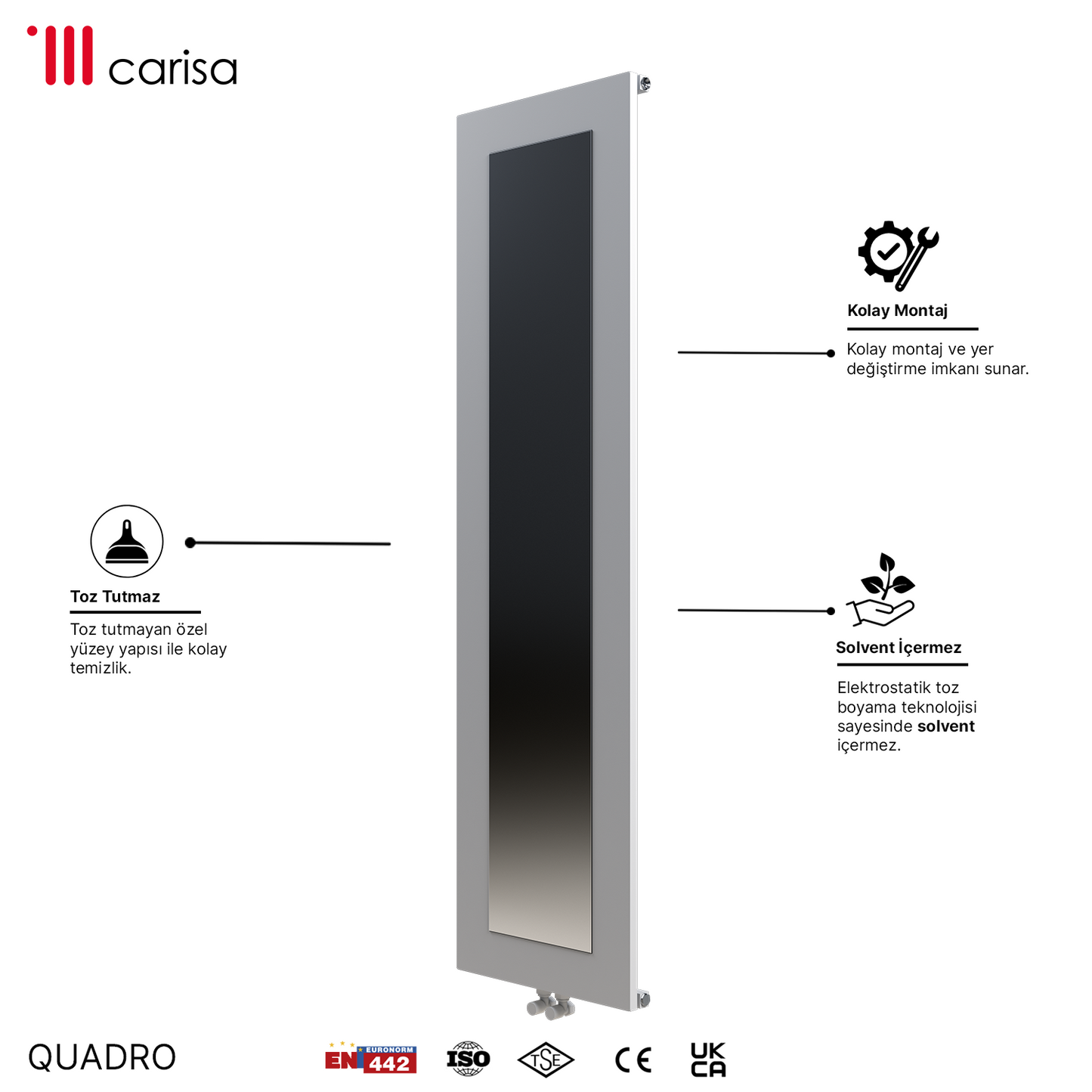 Carisa Quadro Radiateur en Aluminium Vertical Design Moderne Blanc