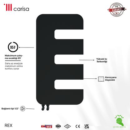 Carisa Rex Radiateur Design Mince en Acier Vertical Design Moderne Anthracite