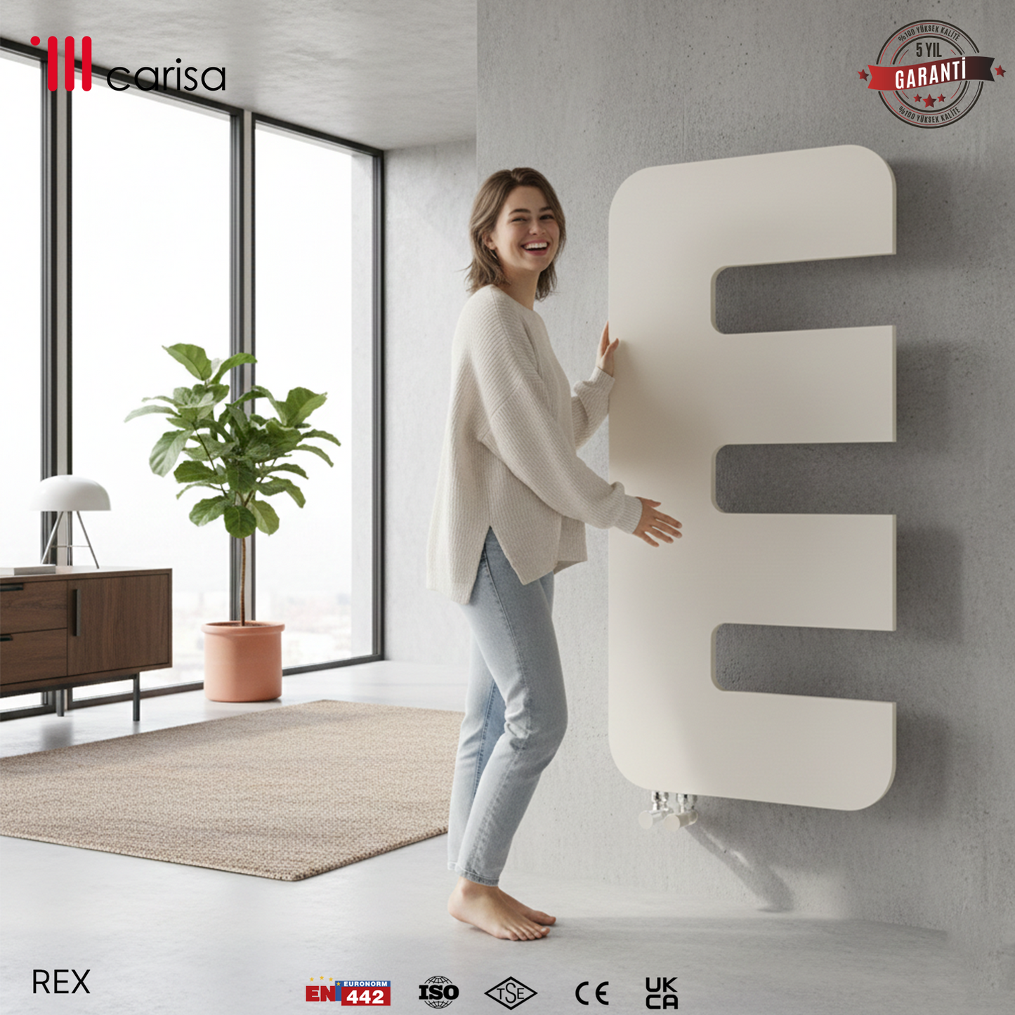 Carisa Rex Radiateur Design Mince en Acier Vertical Design Moderne Blanc