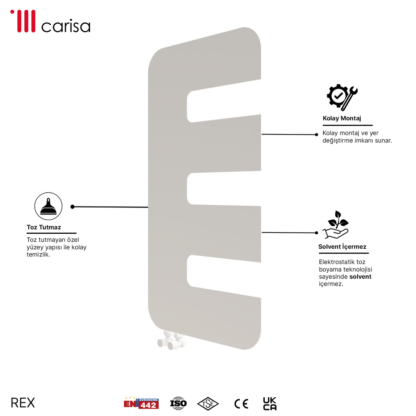 Carisa Rex Radiateur Design Mince en Acier Vertical Design Moderne Blanc