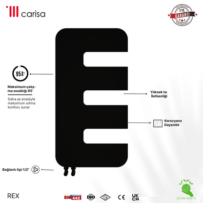Carisa Rex Radiateur Design Mince en Acier Vertical Design Moderne Noir