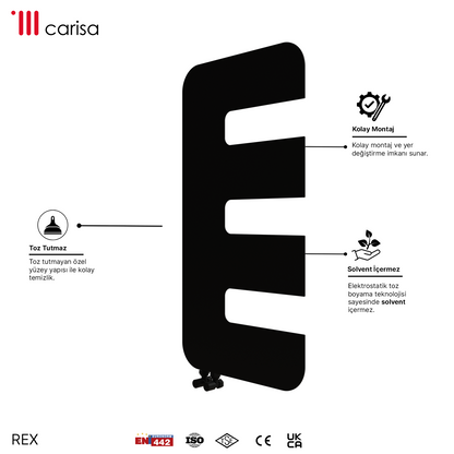 Carisa Rex Radiateur Design Mince en Acier Vertical Design Moderne Noir