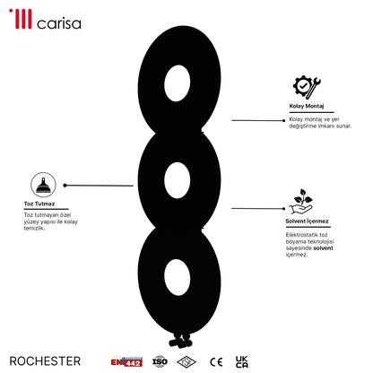 Carisa Rochester Radiateur Design Mince en Acier Design Moderne Noir