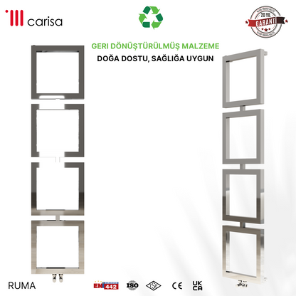 Carisa Ruma Sèche-Serviettes en Acier Inoxydable Design Moderne Miroir Poli