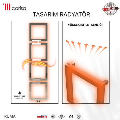 Carisa Ruma Sèche-Serviettes en Acier Inoxydable Design Moderne Miroir Poli
