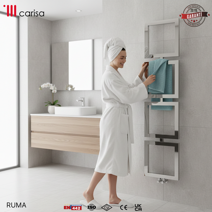 Carisa Ruma Sèche-Serviettes en Acier Inoxydable Design Moderne Miroir Poli