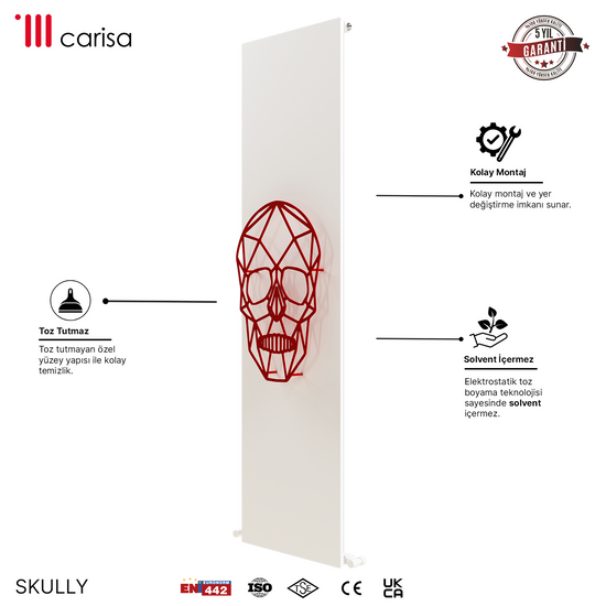 Carisa Skully Radiateur en Aluminium Vertical Design Moderne Blanc Red