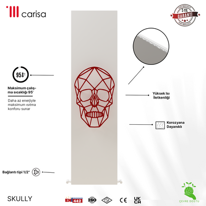 Carisa Skully Radiateur en Aluminium Vertical Design Moderne Blanc Red