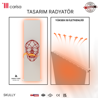 Carisa Skully Radiateur en Aluminium Vertical Design Moderne Blanc Red