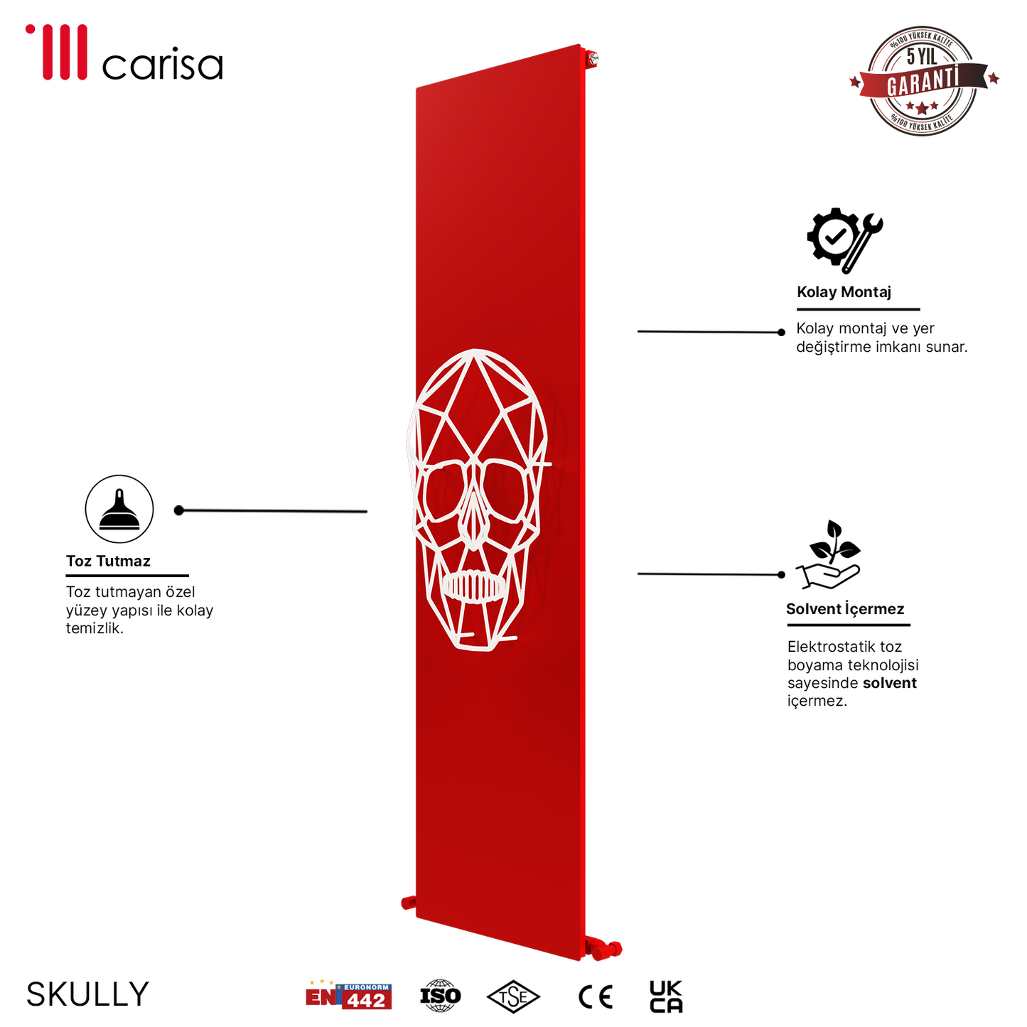 Carisa Skully Radiateur en Aluminium Vertical Design Moderne Red & Blanc