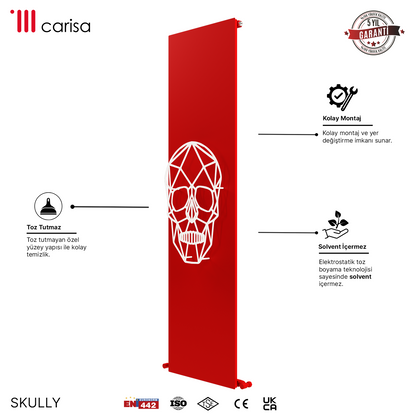 Carisa Skully Radiateur en Aluminium Vertical Design Moderne Red & Blanc