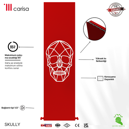 Carisa Skully Radiateur en Aluminium Vertical Design Moderne Red & Blanc
