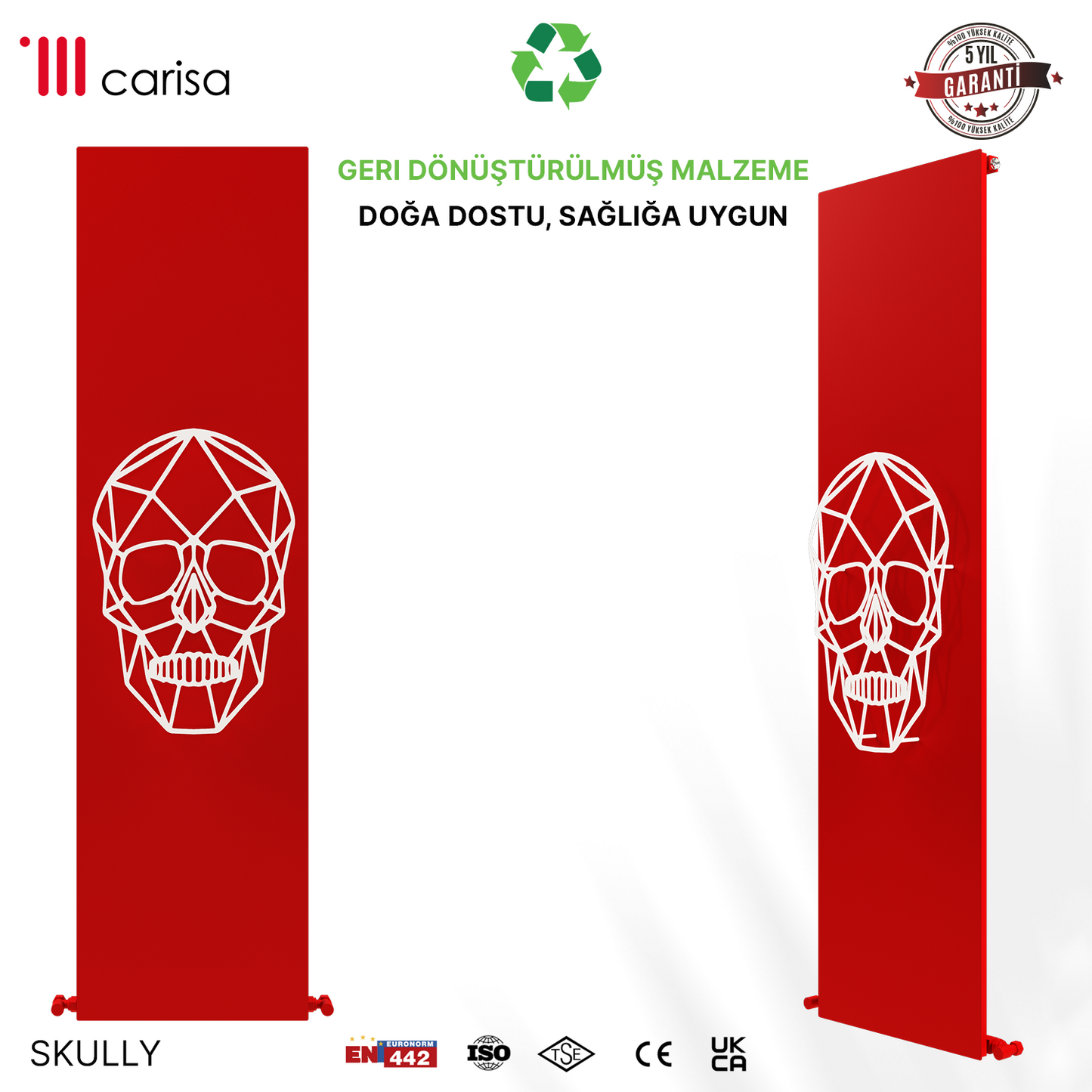 Carisa Skully Radiateur en Aluminium Vertical Design Moderne Red & Blanc