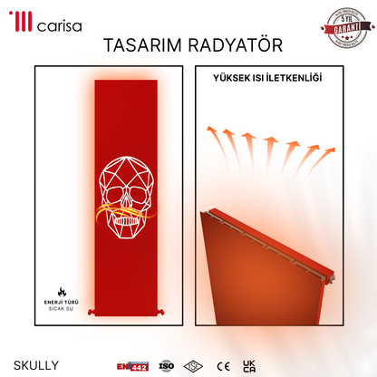 Carisa Skully Radiateur en Aluminium Vertical Design Moderne Red & Blanc