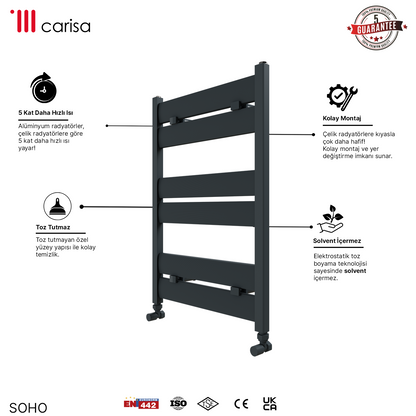 Carisa Soho Sèche-Serviettes en Aluminium Design Moderne Anodisé Poli