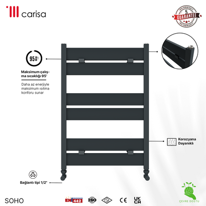 Carisa Soho Sèche-Serviettes en Aluminium Design Moderne Anodisé Poli