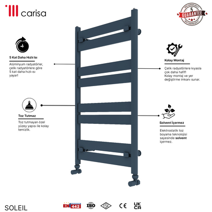 Carisa Soleil Sèche-Serviettes en Aluminium Design Moderne Anthracite