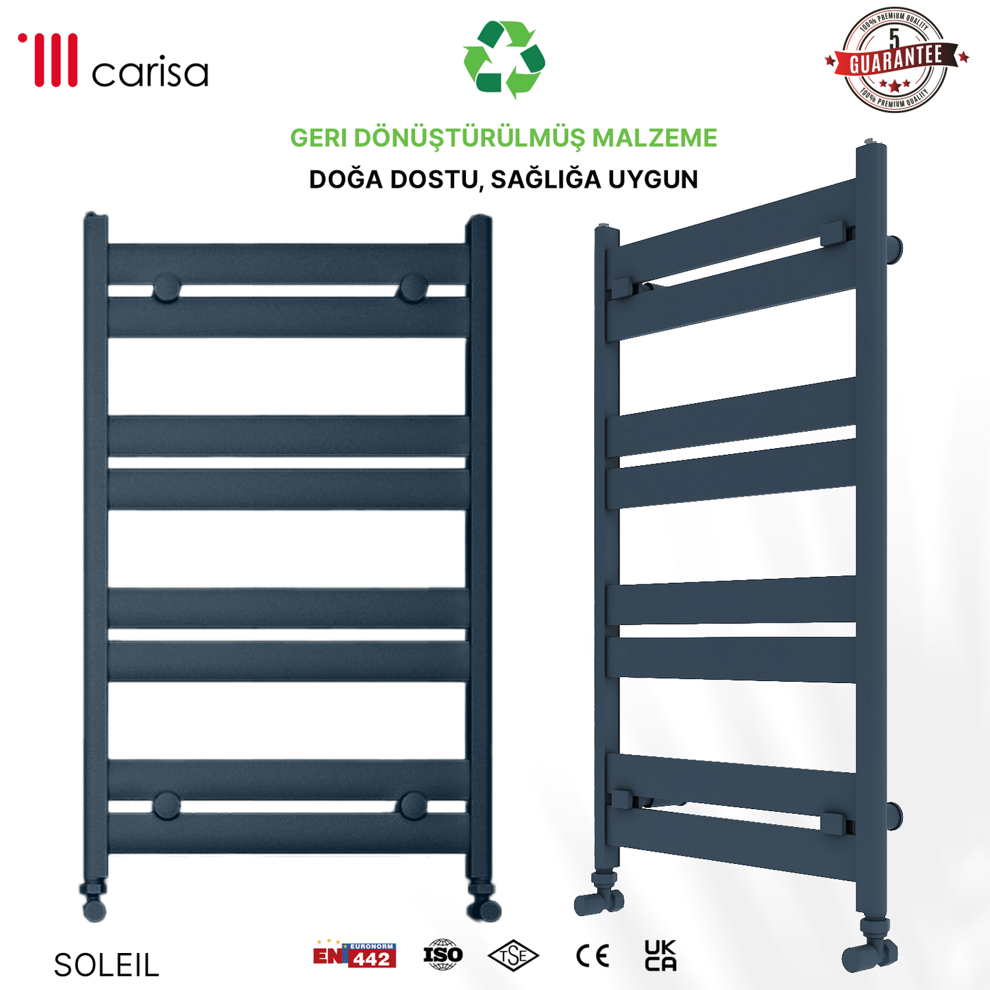 Carisa Soleil Sèche-Serviettes en Aluminium Design Moderne Anthracite