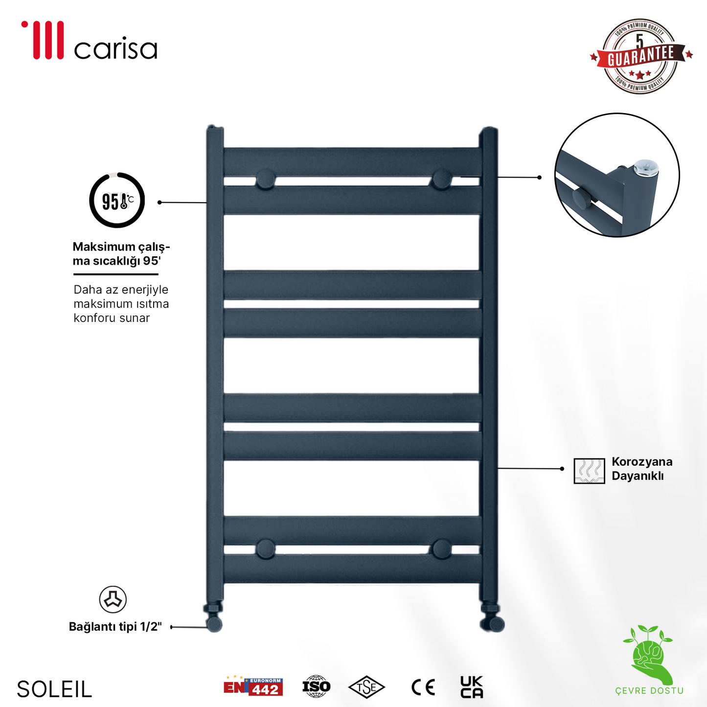 Carisa Soleil Sèche-Serviettes en Aluminium Design Moderne Anthracite