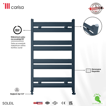 Carisa Soleil Sèche-Serviettes en Aluminium Design Moderne Anthracite
