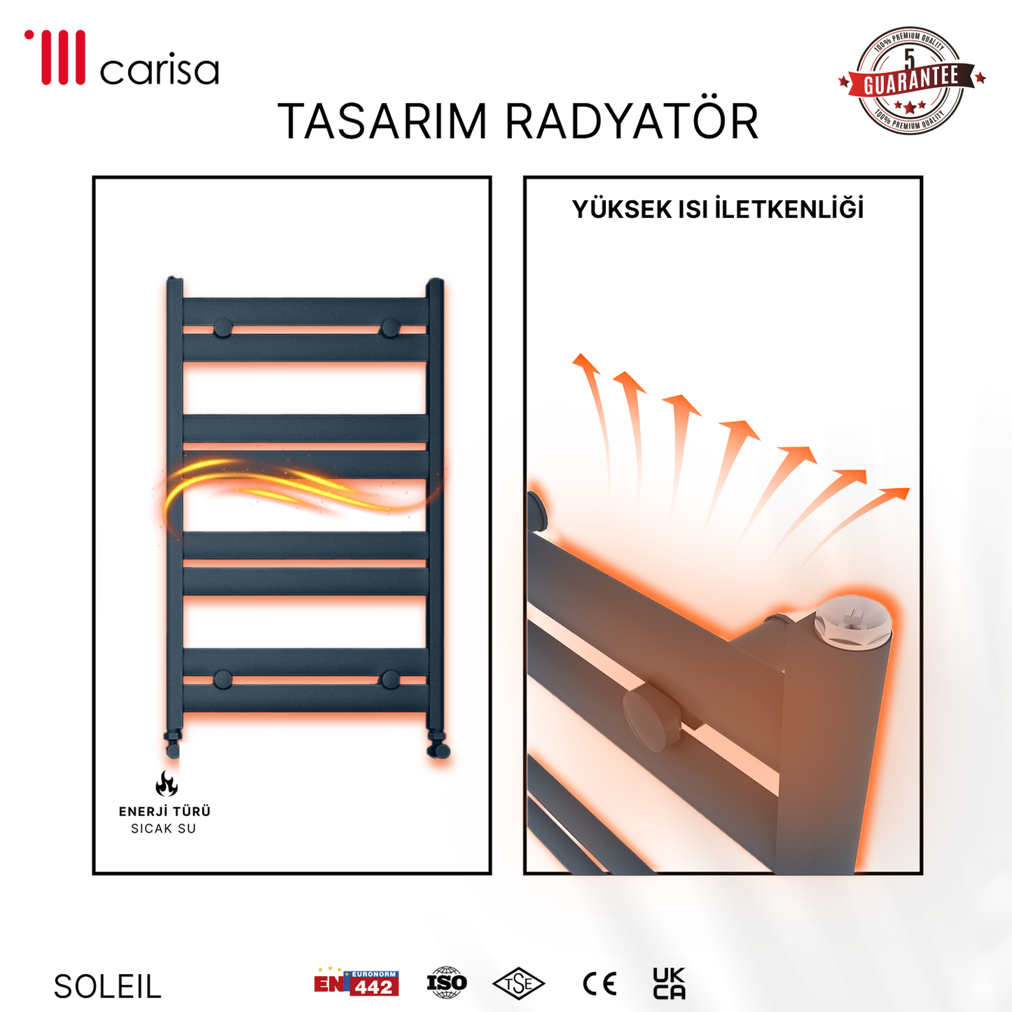 Carisa Soleil Sèche-Serviettes en Aluminium Design Moderne Anthracite