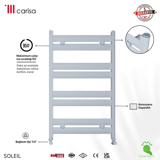 Carisa Soleil Sèche-Serviettes en Aluminium Design Moderne Blanc