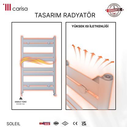 Carisa Soleil Sèche-Serviettes en Aluminium Design Moderne Blanc
