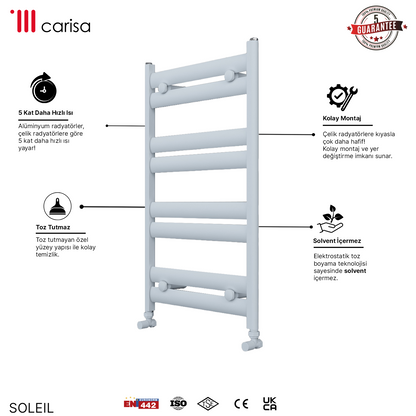 Carisa Soleil Sèche-Serviettes en Aluminium Design Moderne Blanc