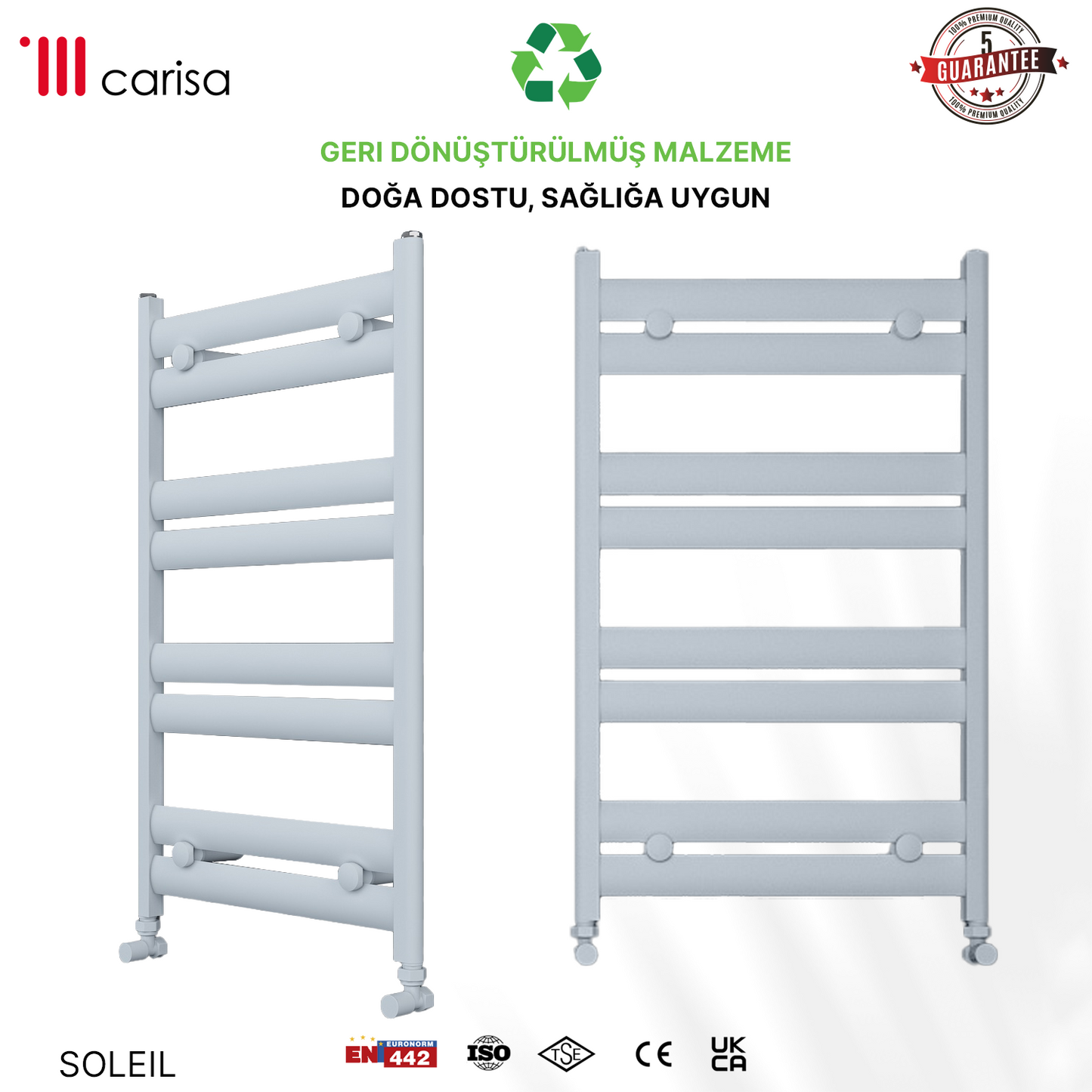 Carisa Soleil Sèche-Serviettes en Aluminium Design Moderne Blanc