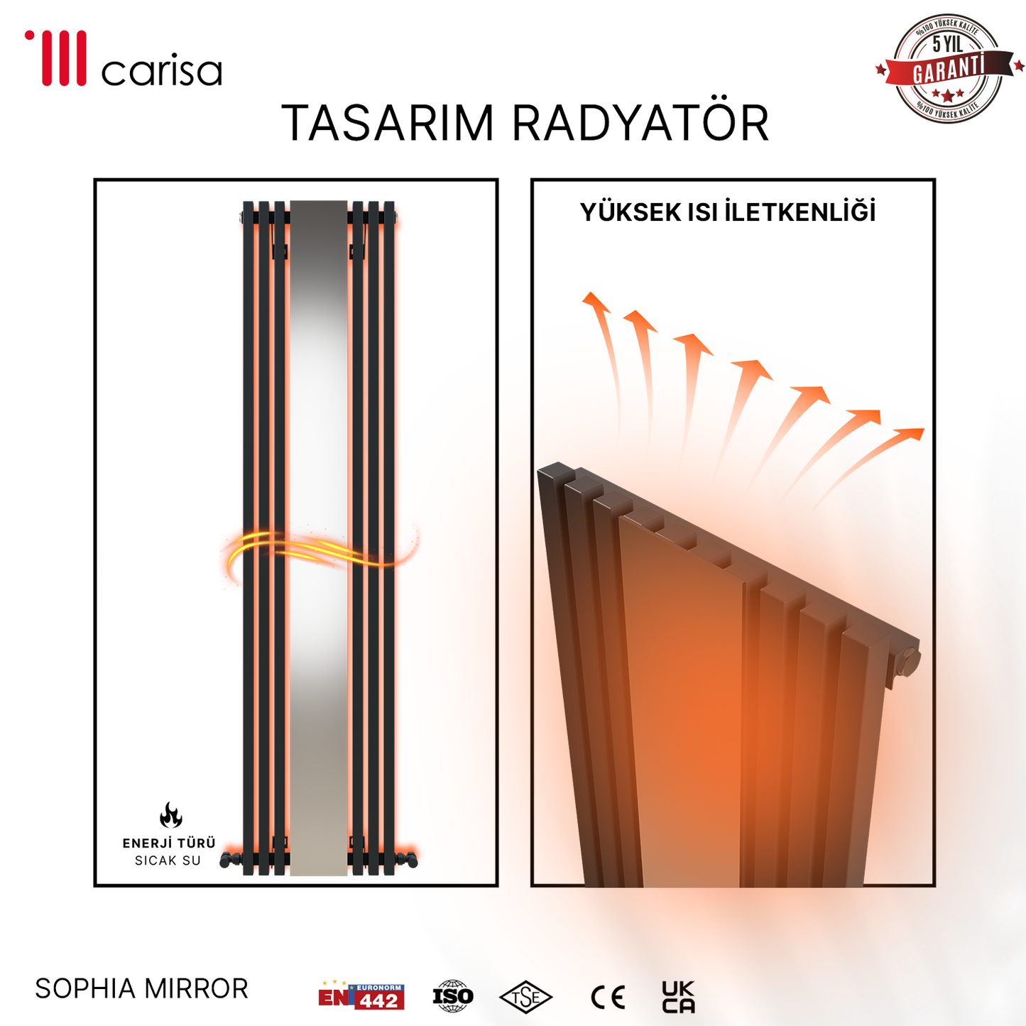 Carisa Sophia Mirror Radiateur en Aluminium Vertical Design Moderne Anthracite