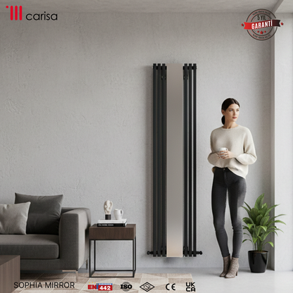 Carisa Sophia Mirror Radiateur en Aluminium Vertical Design Moderne Anthracite