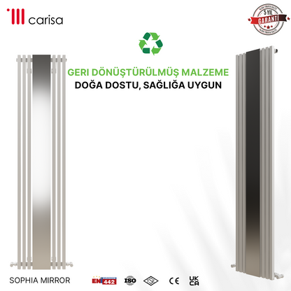 Carisa Sophia Mirror Radiateur en Aluminium Vertical Design Moderne Blanc