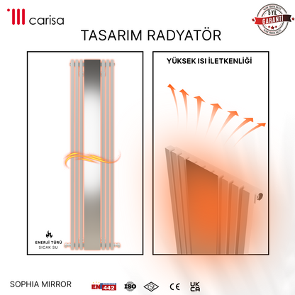 Carisa Sophia Mirror Radiateur en Aluminium Vertical Design Moderne Blanc