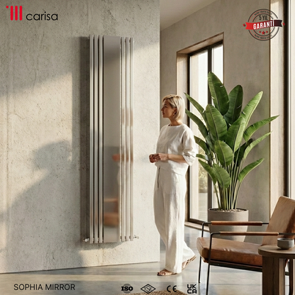 Carisa Sophia Mirror Radiateur en Aluminium Vertical Design Moderne Blanc