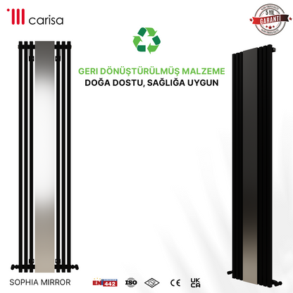 Carisa Sophia Mirror Radiateur en Aluminium Vertical Design Moderne Noir