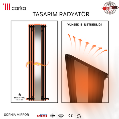 Carisa Sophia Mirror Radiateur en Aluminium Vertical Design Moderne Noir