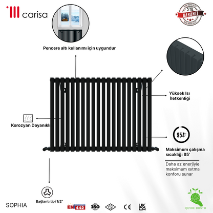 Carisa Sophia Radiateur en Aluminium Horizontal Design Moderne Anthracite