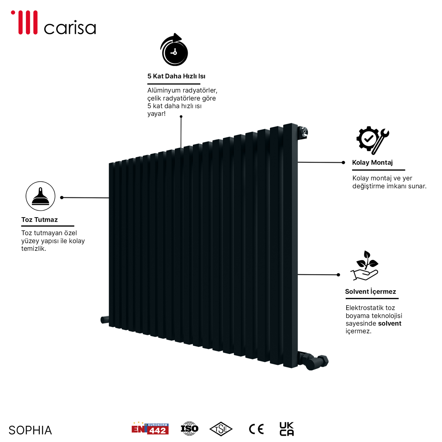 Carisa Sophia Radiateur en Aluminium Horizontal Design Moderne Anthracite