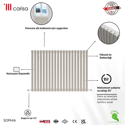 Carisa Sophia Radiateur en Aluminium Horizontal Design Moderne Blanc