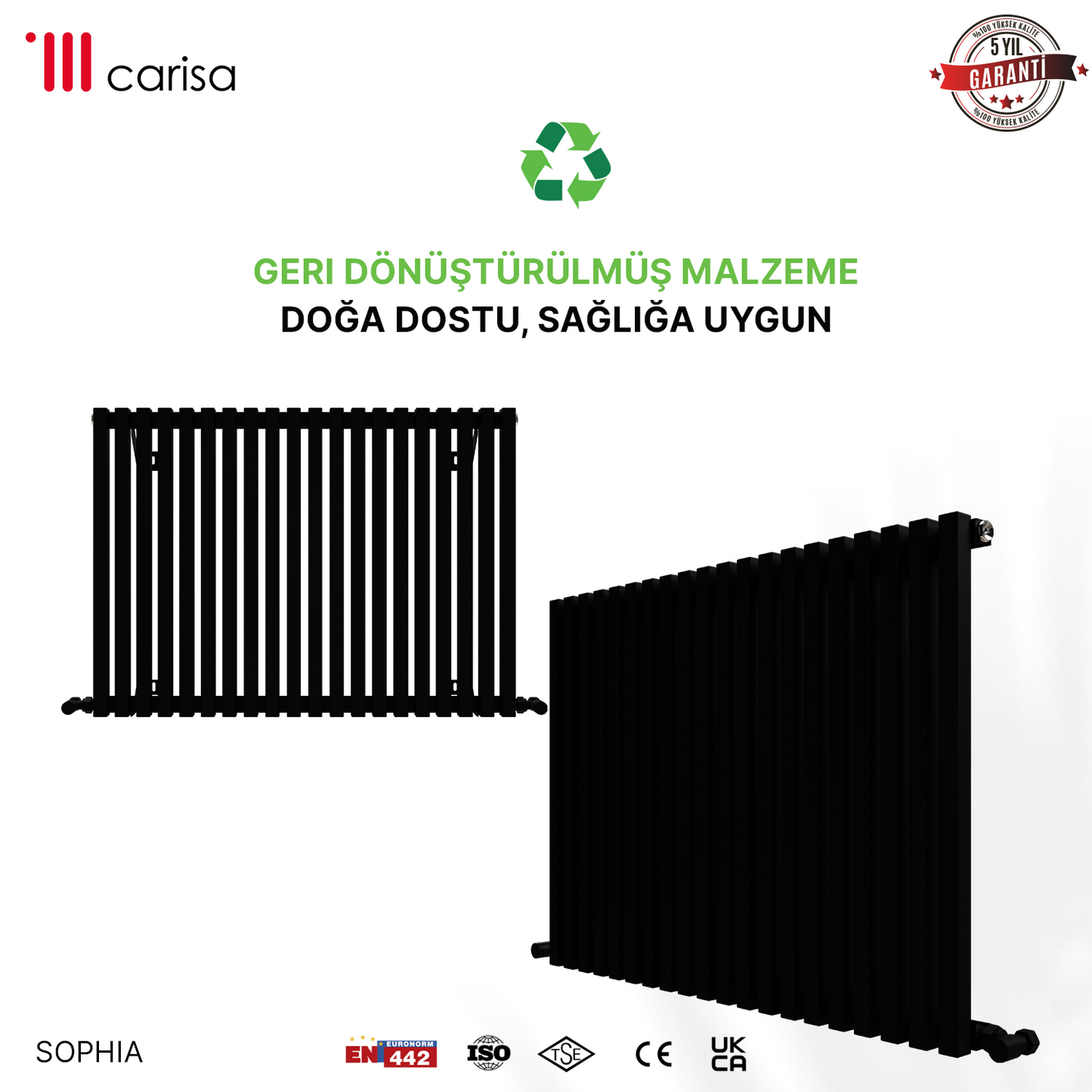 Carisa Sophia Radiateur en Aluminium Horizontal Design Moderne Noir