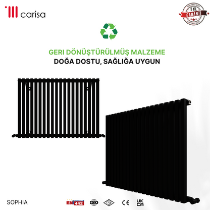 Carisa Sophia Radiateur en Aluminium Horizontal Design Moderne Noir