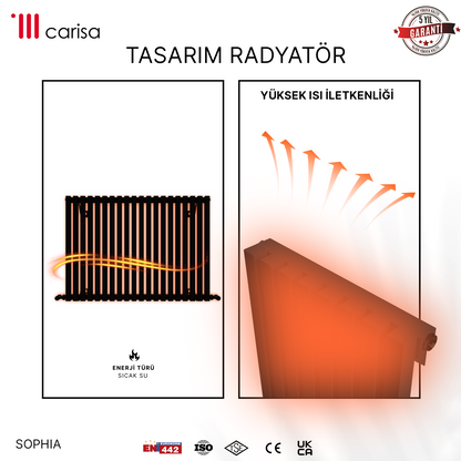 Carisa Sophia Radiateur en Aluminium Horizontal Design Moderne Noir