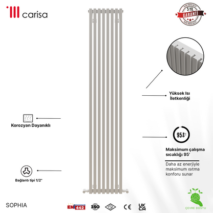 Carisa Sophia Radiateur en Aluminium Vertical Design Moderne Blanc