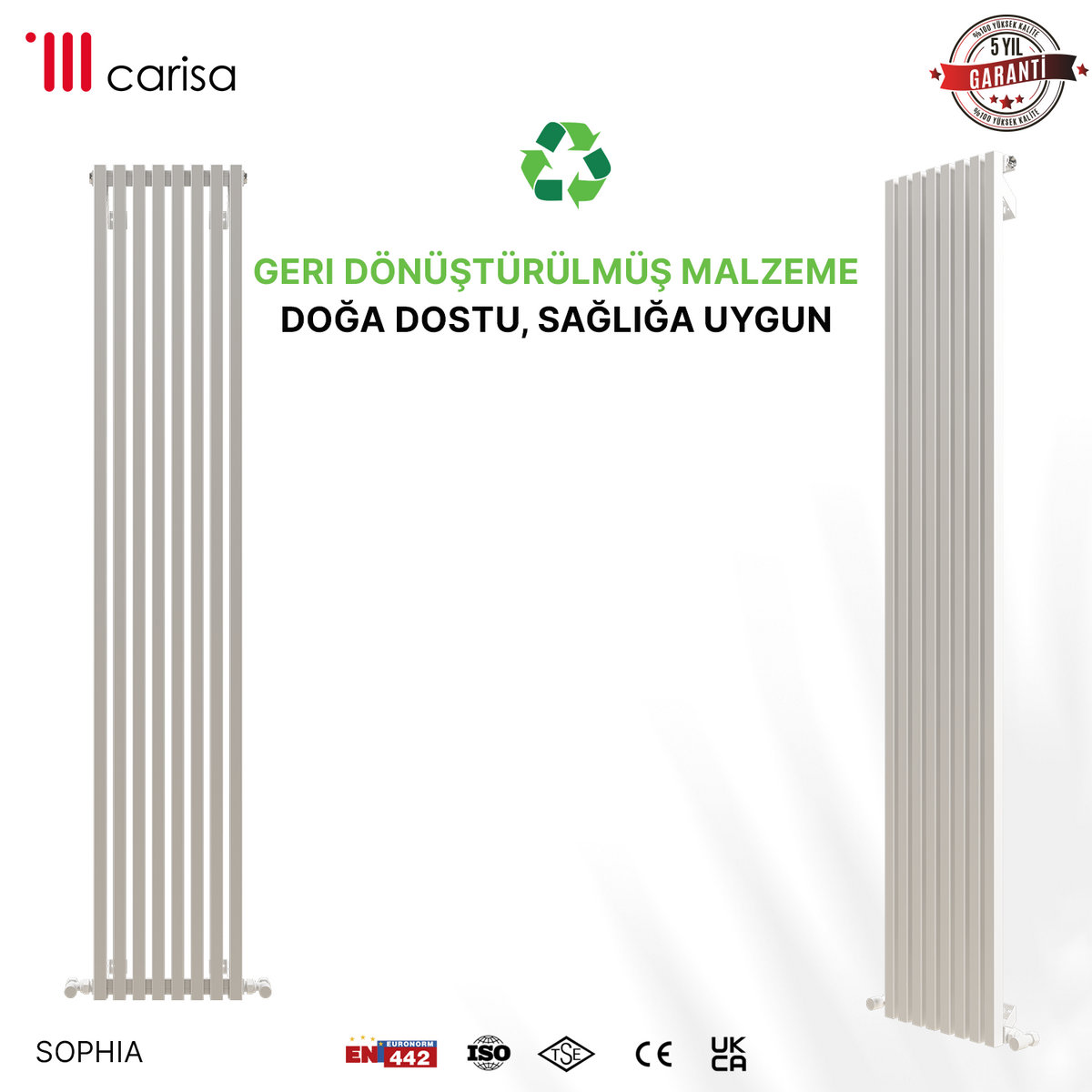 Carisa Sophia Radiateur en Aluminium Vertical Design Moderne Blanc